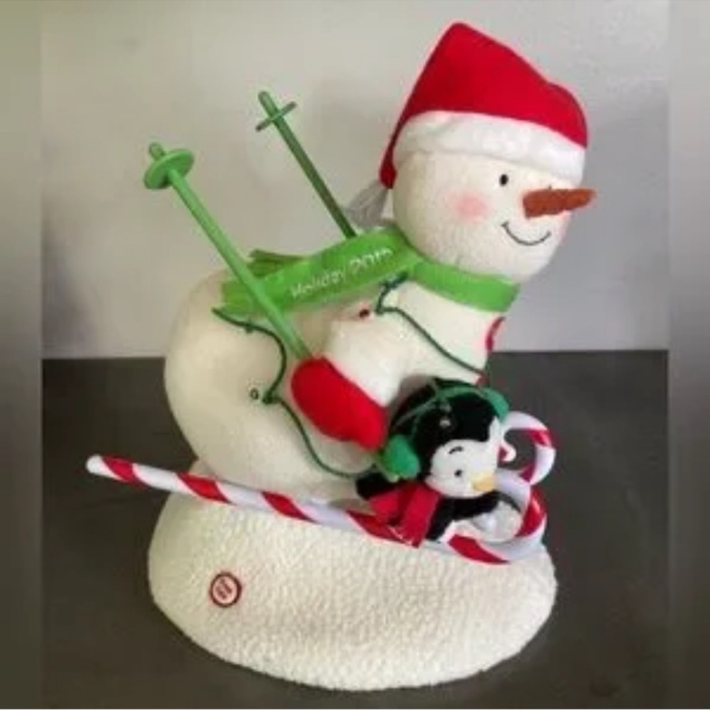 Hallmark Jingle Pals 2012 Swooshin Duos skiing snowman red/white plush animation